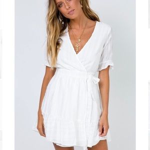 Princess Polly white wrap tie dress
